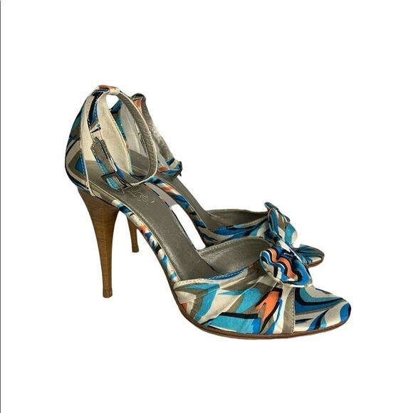 Escada Laurél Ankle Strap Bow Heels Summer - Picture 2 of 13